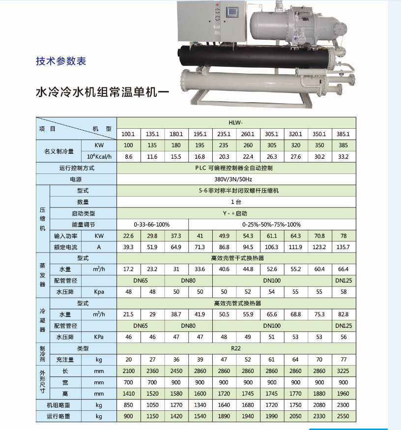 螺杆式冷水机组的主要参数要点-螺杆式冷水机组维修-压缩机维修